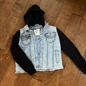 Abercrombie Kids Denim Jacket with Black Sleeves and hood